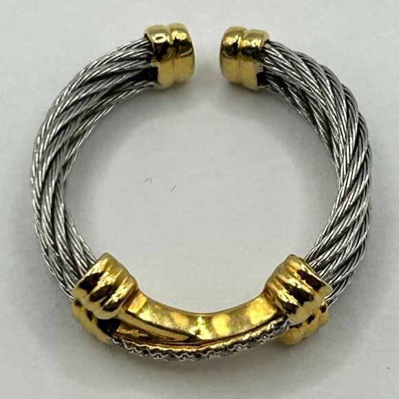 Charriol Ring – Stainless Steel, 18K Yellow Gold and Natural Diamonds - Size 6 - Picture 6 of 7